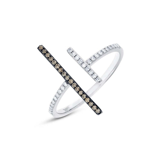 14k White Gold White & Champagne Diamond Ring - 0.19ct