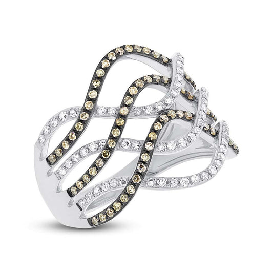 14k White Gold White & Champagne Diamond Lady's Ring - 0.59ct