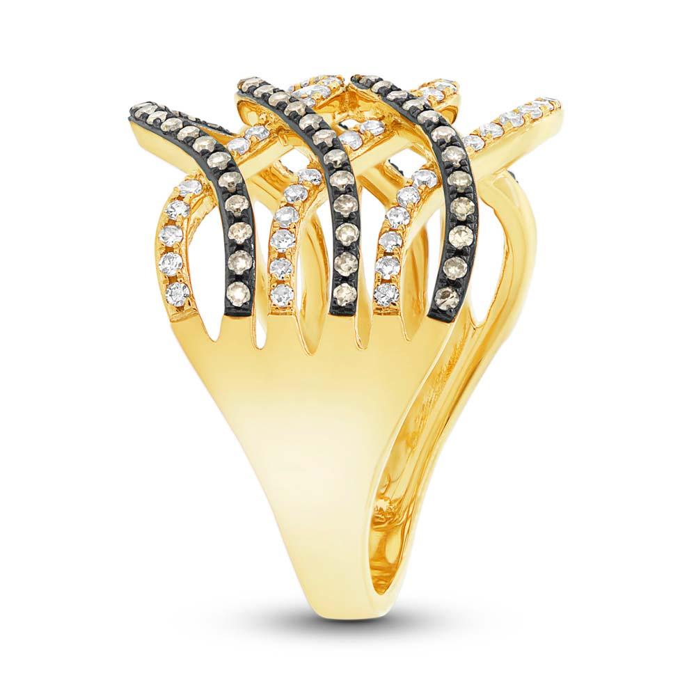 14k Yellow Gold White & Champagne Diamond Lady's Ring - 0.59ct