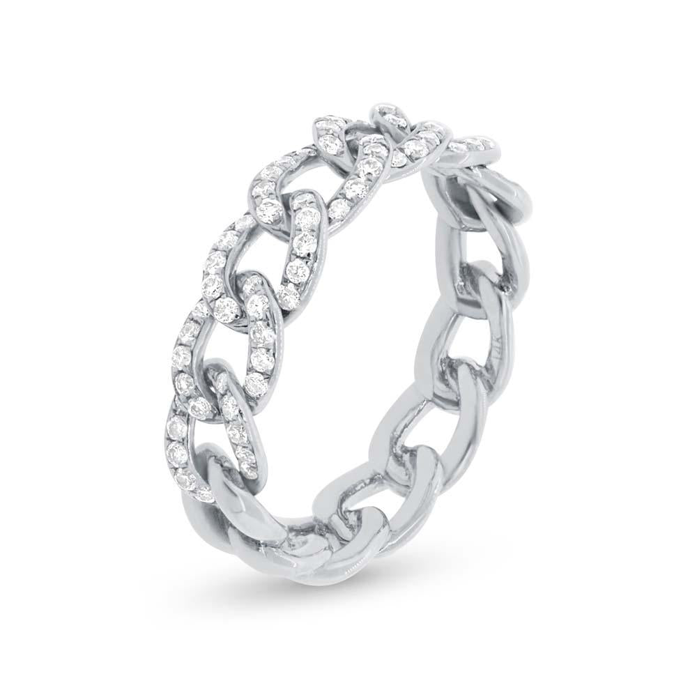 14k White Gold Diamond Chain Ring Size 6.5 - 0.41ct