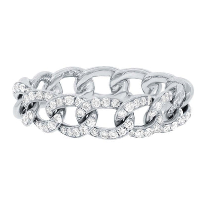 14k White Gold Diamond Chain Ring Size 6.5 - 0.41ct
