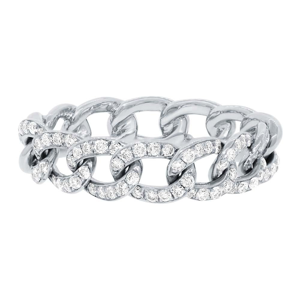 14k White Gold Diamond Chain Ring Size 6 - 0.41ct