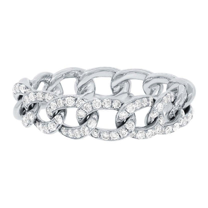 14k White Gold Diamond Chain Ring Size 6 - 0.41ct