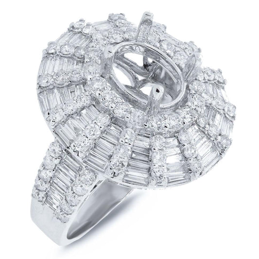 18k White Gold Diamond Semi-mount Ring - 2.83ct