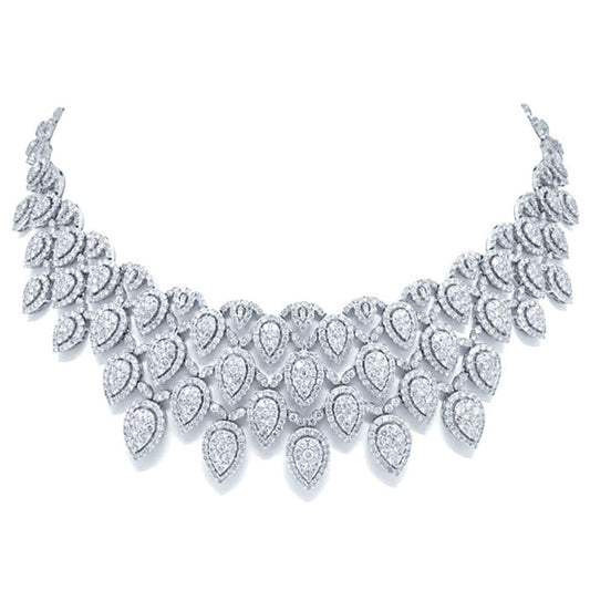 18k Classy White Gold Diamond Necklace - 34.65ct V0099