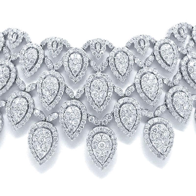 18k Classy White Gold Diamond Necklace - 34.65ct V0099