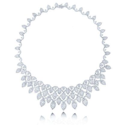 18k Classy White Gold Diamond Necklace - 34.65ct V0099