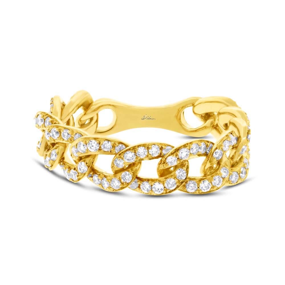 14k Yellow Gold Diamond Chain Ring - 0.62ct