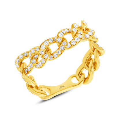 14k Yellow Gold Diamond Chain Ring - 0.62ct