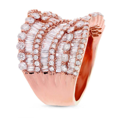 18k Rose Gold Diamond Lady's Baguette Ring - 3.62ct