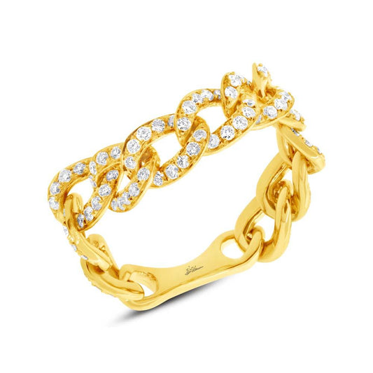 14k Yellow Gold Diamond Chain Ring Size 6.5 - 0.62ct