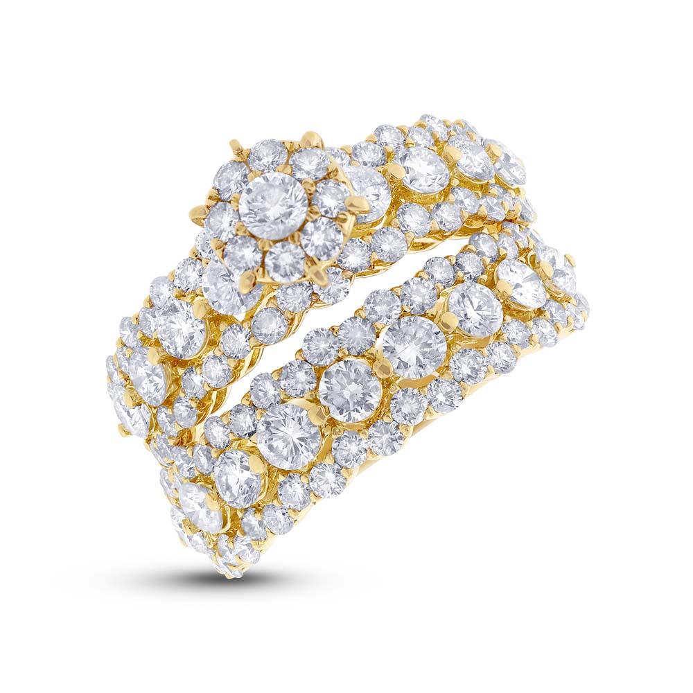 18k Yellow Gold Diamond Wedding Set Cluster - 2.94ct