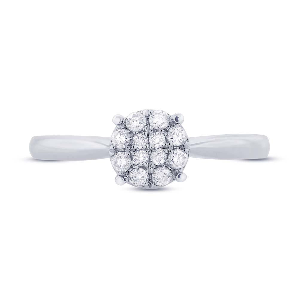 18k White Gold Diamond Cluster Lady's Ring - 0.20ct