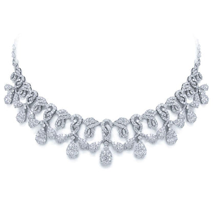 18k Classy White Gold Diamond Necklace - 18.07ct V0092