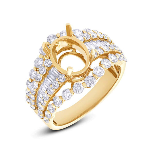 18k Yellow Gold Diamond Semi-mount Ring - 1.83ct