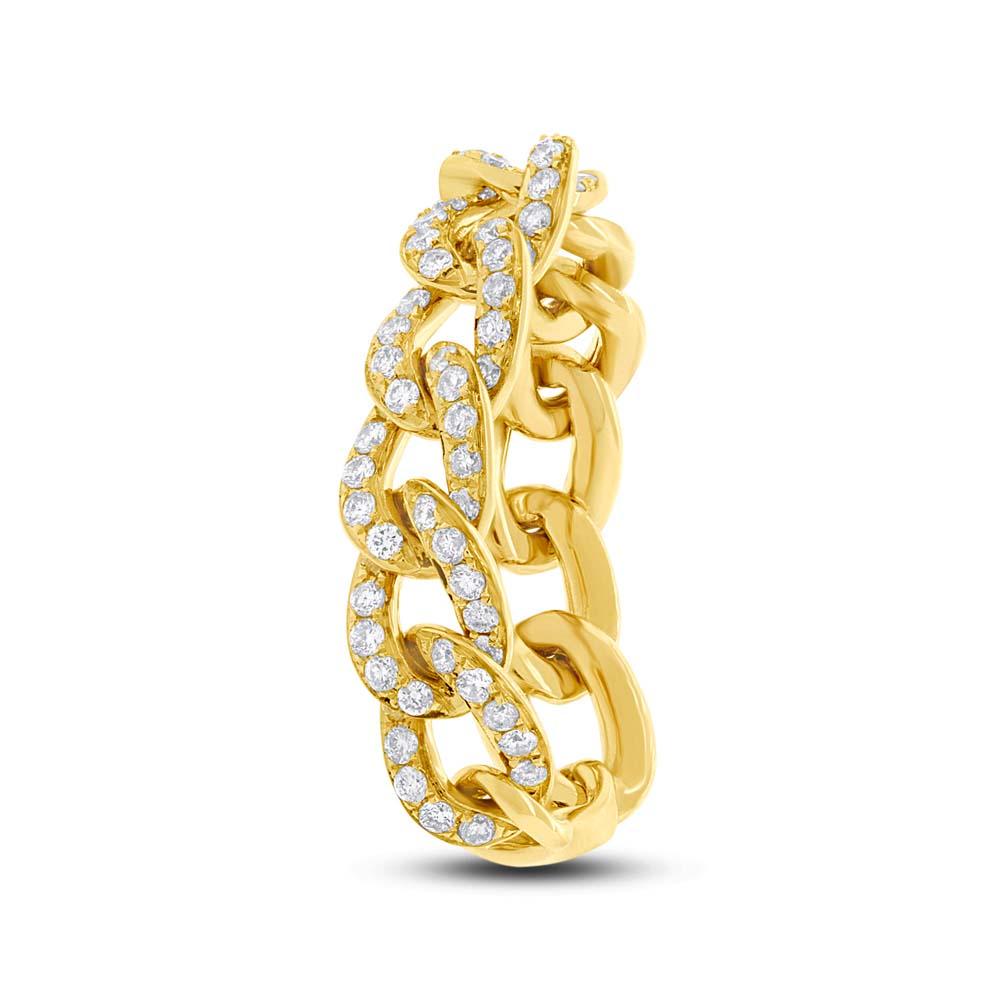14k Yellow Gold Diamond Chain Ring Size 6 - 0.62ct
