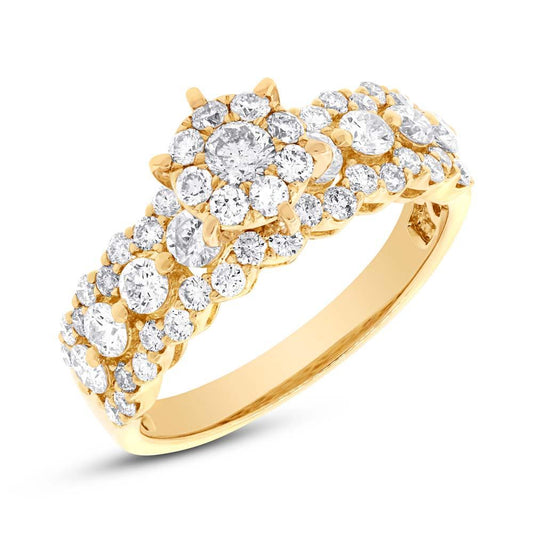 18k Yellow Gold Diamond Round Invisible Ring - 1.47ct
