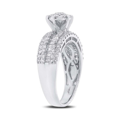 18k White Gold Diamond Cluster Engagement Ring - 1.23ct