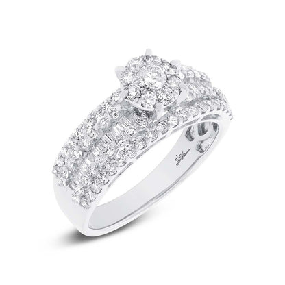 18k White Gold Diamond Cluster Engagement Ring - 1.23ct