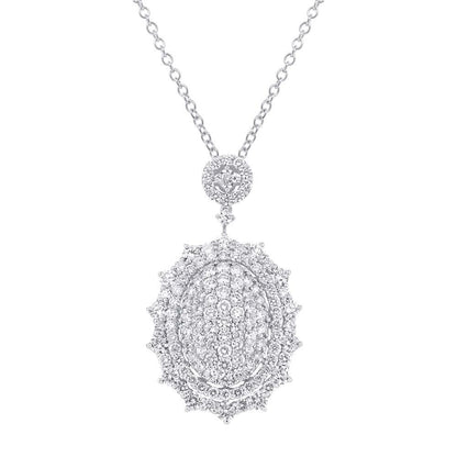 18k White Gold Diamond Pave Pendant - 3.55ct