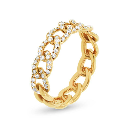 14k Yellow Gold Diamond Chain Ring Size 6 - 0.41ct