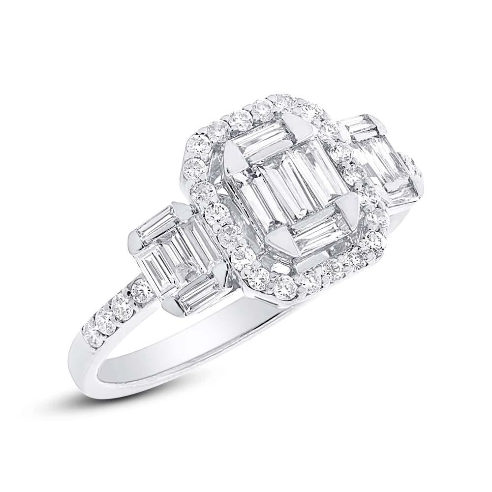 18k White Gold Diamond Baguette Lady's Ring - 0.85ct