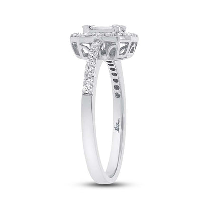 18k White Gold Diamond Baguette Lady's Ring - 0.51ct