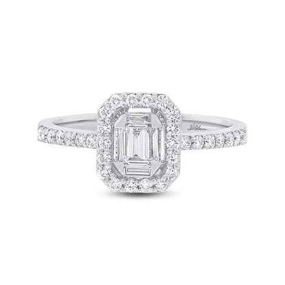 18k White Gold Diamond Baguette Lady's Ring - 0.51ct