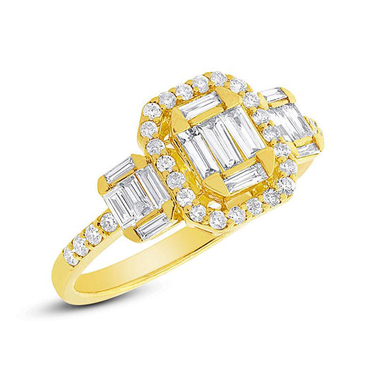 18k Yellow Gold Diamond Baguette Lady's Ring - 0.85ct