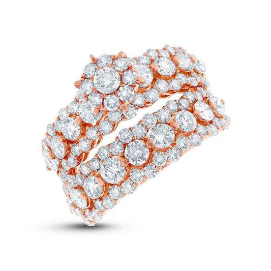 18k Rose Gold Diamond Wedding Set Cluster - 2.94ct