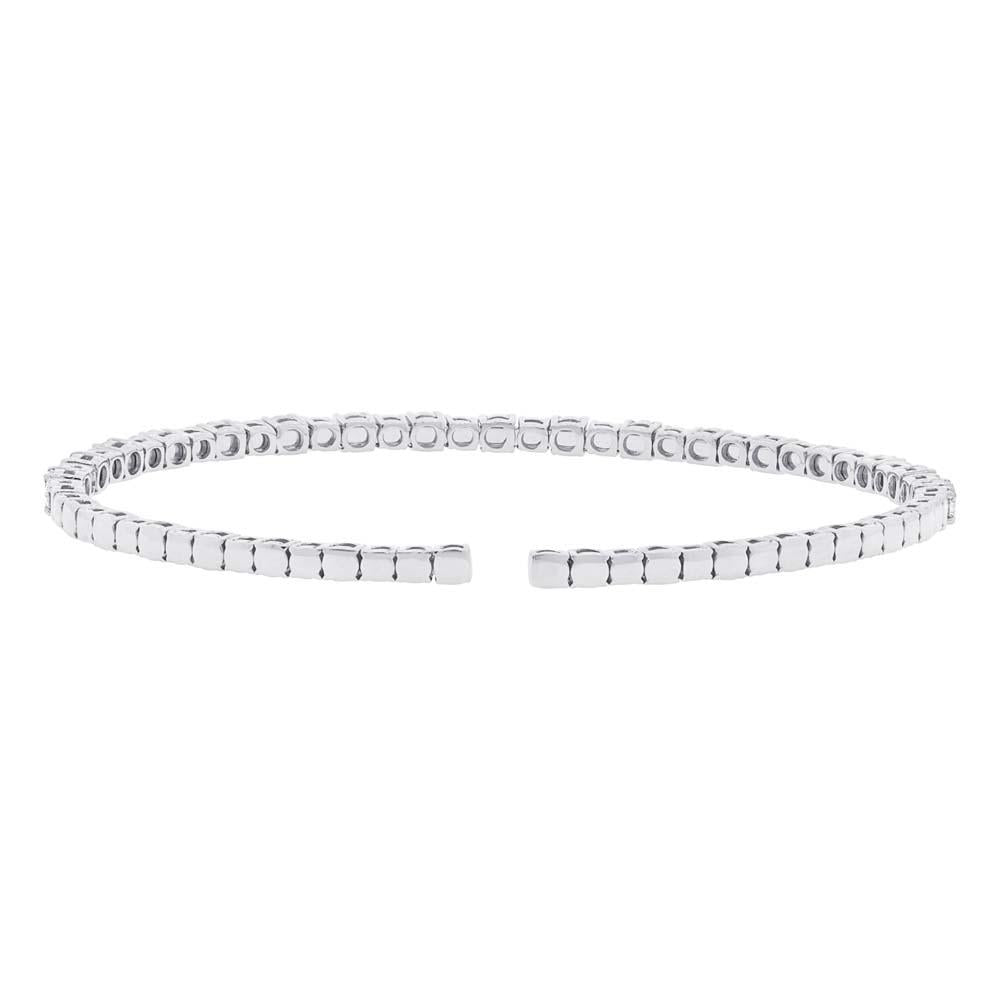 14k White Gold Diamond Bangle - 1.75ct