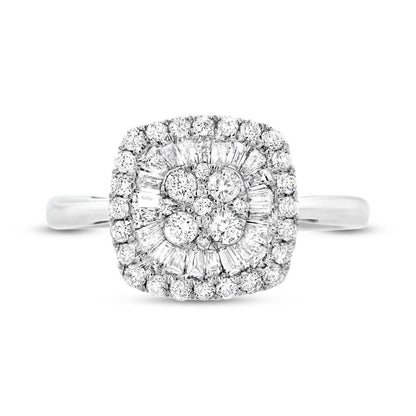 18k White Gold Diamond Baguette Lady's Ring - 0.75ct
