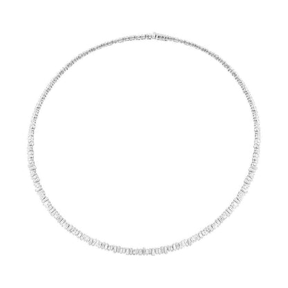 14k White Gold  Classy Diamond Baguette Choker Necklace - 9.32ct  V0034