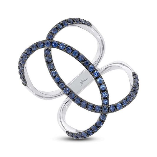 Blue Sappphire 14k White Gold Lady's Ring - 0.90ct