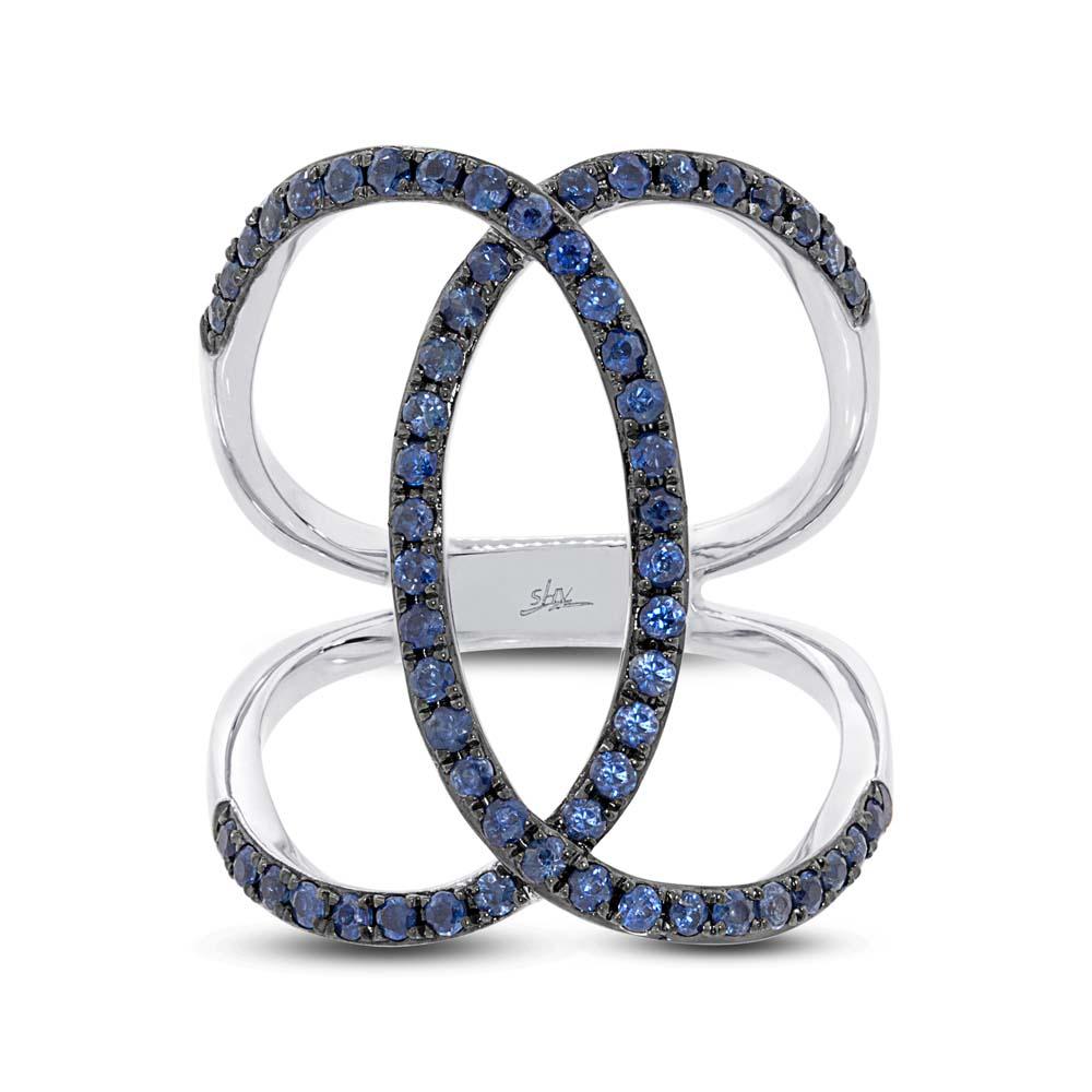 Blue Sappphire 14k White Gold Lady's Ring - 0.90ct