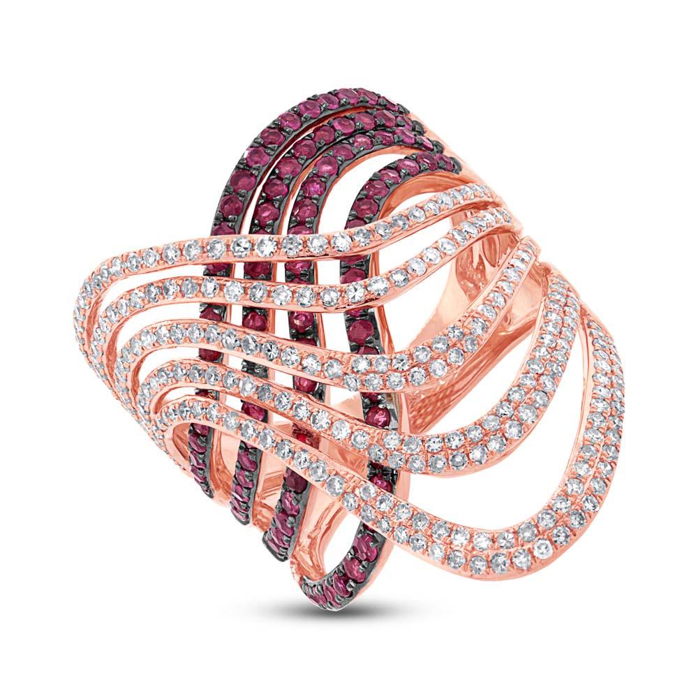 Diamond & 1.42ct Ruby 14k Rose Gold Ring - 1.03ct