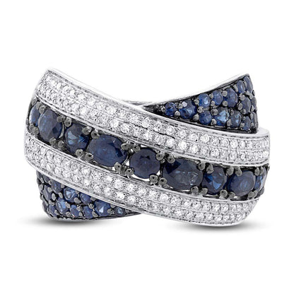 Diamond & 2.25ct Blue Sapphire 14k White Gold Ring - 0.57ct