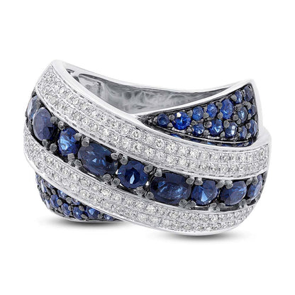 Diamond & 2.25ct Blue Sapphire 14k White Gold Ring - 0.57ct