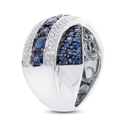 Diamond & 2.25ct Blue Sapphire 14k White Gold Ring - 0.57ct