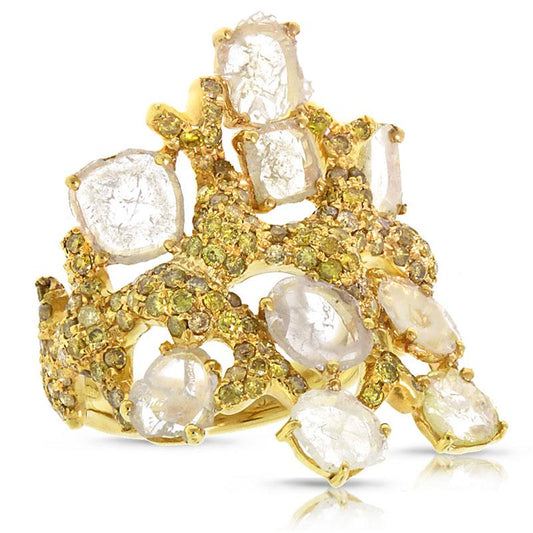 18k Yellow Gold Fancy Color Diamond Ring - 2.67ct