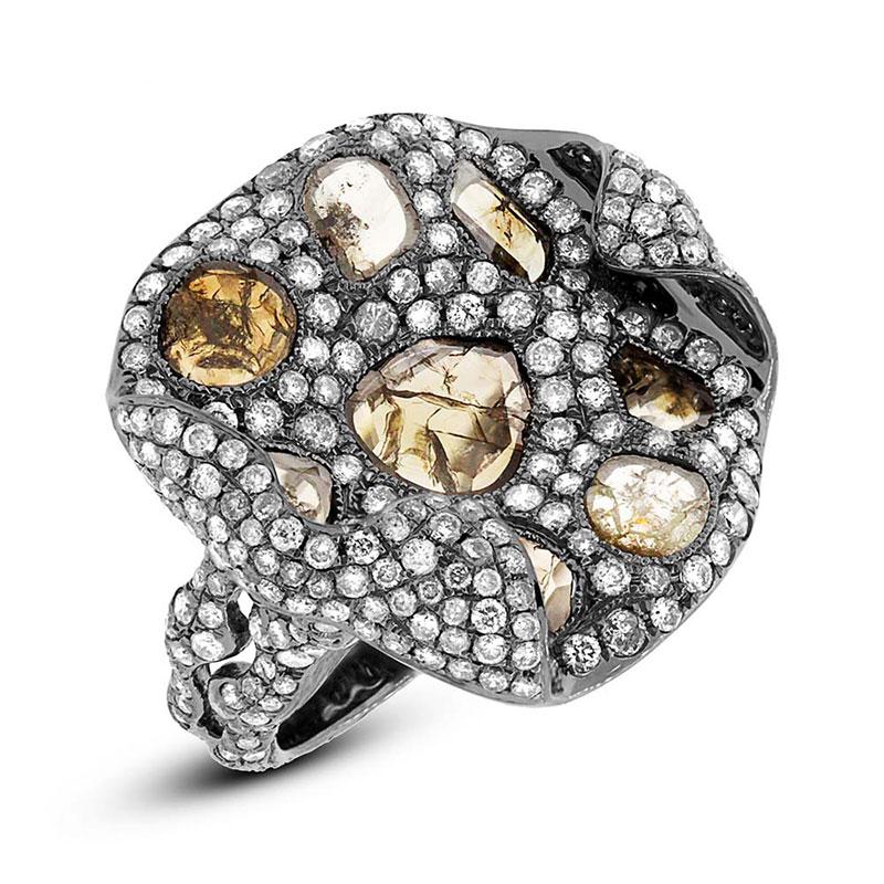 18k Black Rhodium Gold Fancy Diamond Ring - 4.37ct