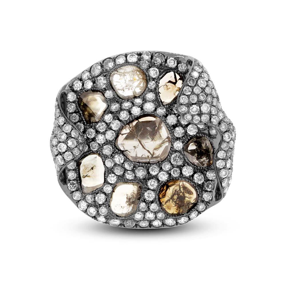 18k Black Rhodium Gold Fancy Diamond Ring - 4.37ct