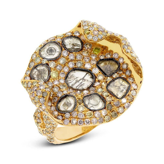 18k Yellow Gold Fancy Color Diamond Ring - 4.37ct