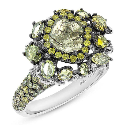 18k White Gold Fancy Color Diamond Ring - 3.11ct