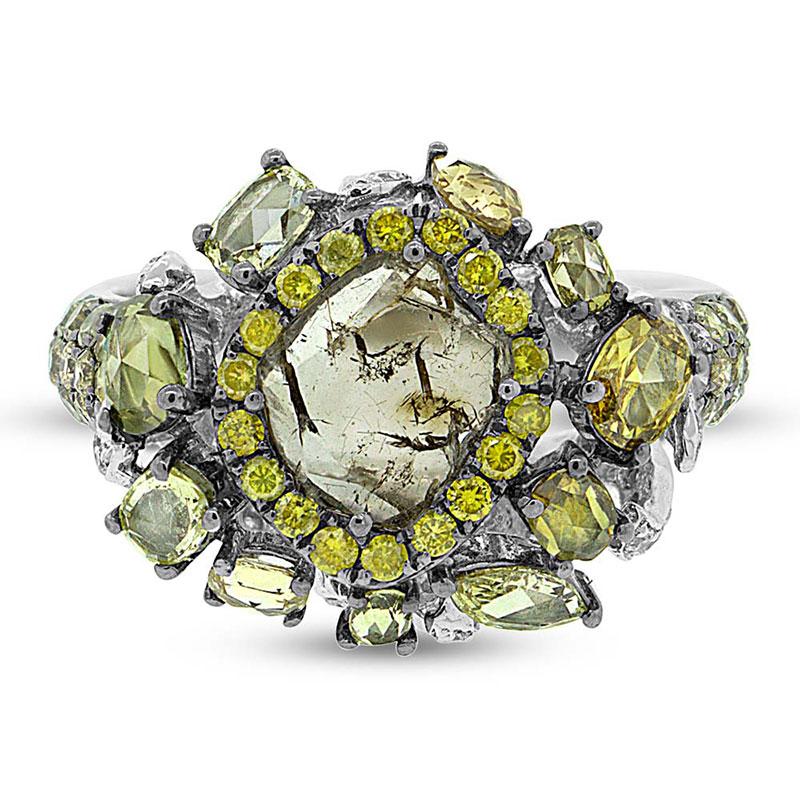 18k White Gold Fancy Color Diamond Ring - 3.11ct
