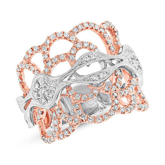 18k Two-tone Rose Gold Diamond Lady's Ring - 0.76ct