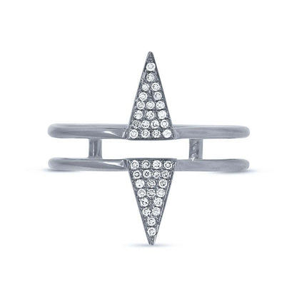 14k White Gold Diamond Pave Triangle Ring - 0.11ct