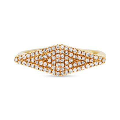 14k Yellow Gold Diamond Pave Lady's Ring Size 6.5 - 0.25ct