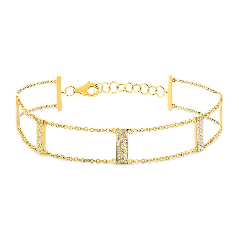14k Yellow Gold Diamond Ladder Bracelet - 0.40ct