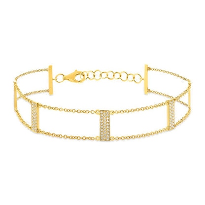 14k Yellow Gold Diamond Ladder Bracelet - 0.40ct